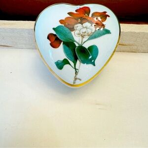 Vintage Royal Worcester Palissy England Small Heart Shaped Trinket Box
